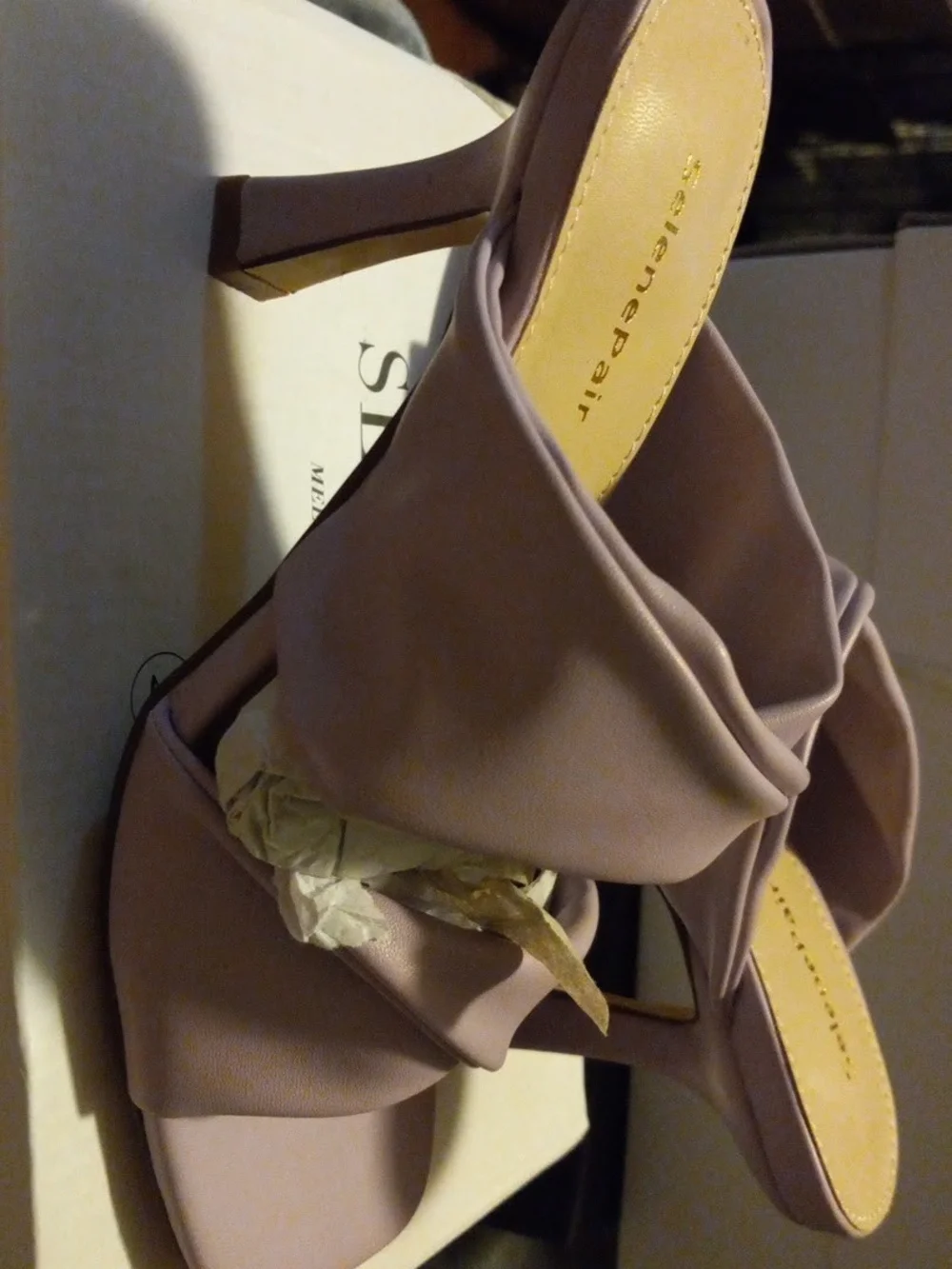 Women's Lavender Knotted Slide Heels
